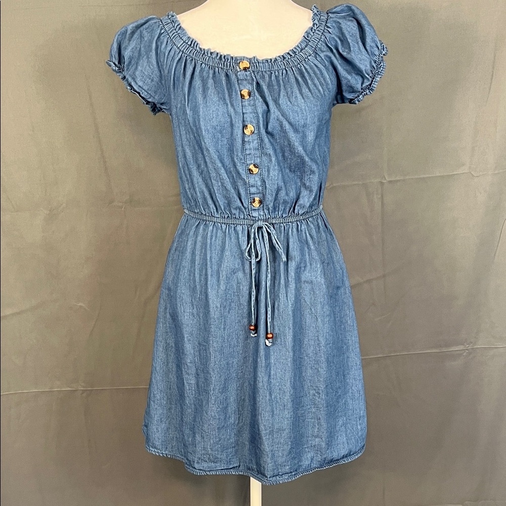 Stylish Blue Off-Shoulder Denim Dress